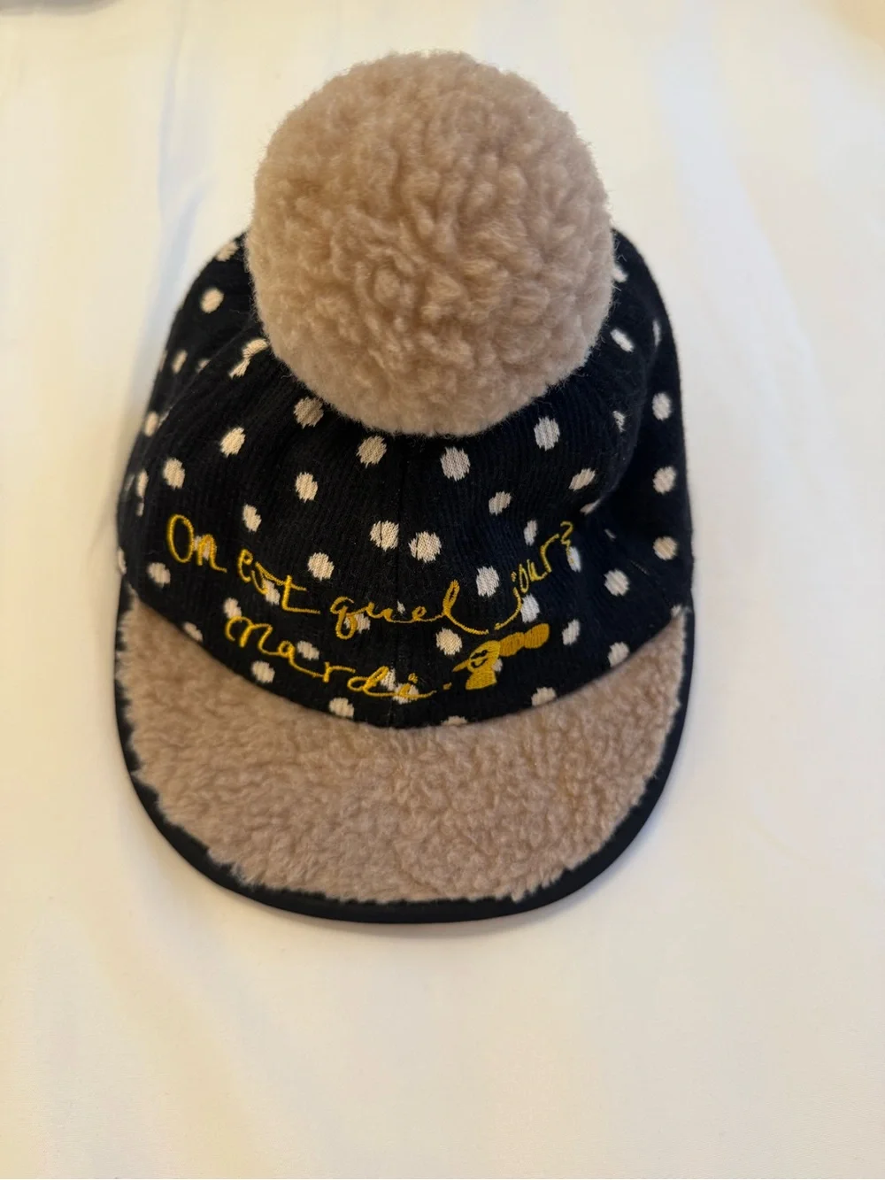 Limitedoudou Kids Polka Dot Pom Pom  Cap